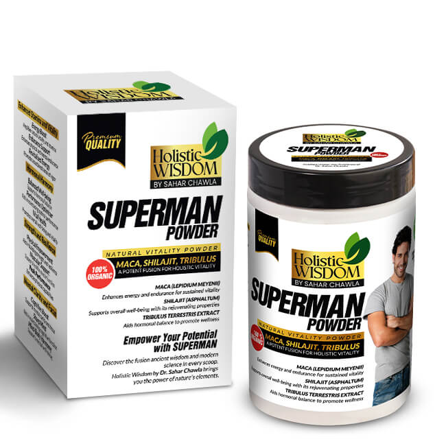 Superman Powder in Pakistan with Maca Root Shilajit and Tribulus for energy and stamina by Holistic Wisdom