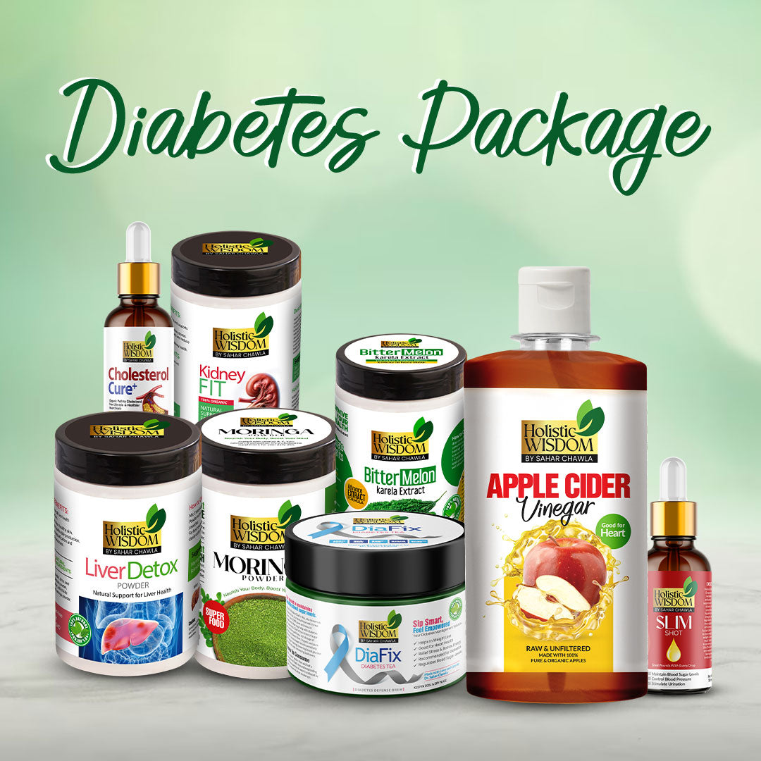 Diabetes Package - Apple Cidar Vinegar, Moringa, Bitter Melon (Karela Extract) DiaFix Tea, SlimShot Drops,Kidney fit, Liver Detox,Cholesterol Cure