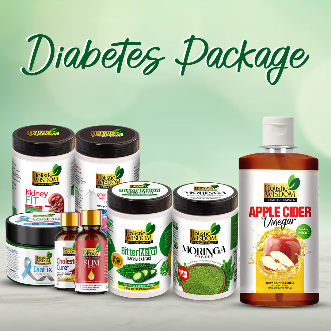 Diabetes Package - Apple Cidar Vinegar, Moringa, Bitter Melon (Karela Extract) DiaFix Tea, SlimShot Drops,Kidney fit, Liver Detox,Cholesterol Cure, Fenugreek (Methi) Seed Powder