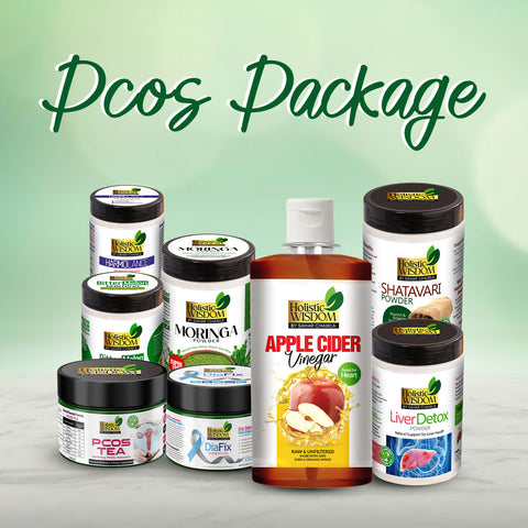 PCOS Package - Moringa Powder, DiaFix Tea, Bitter Melon (Karela Extract), Apple Cider Vinegar, Hormolance Powder, Liver Detox, Shatavari Powder, Pcos Tea