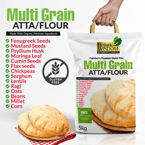 Multi Grain Atta in Pakistan high fiber healthy flour by Holistic Wisdom