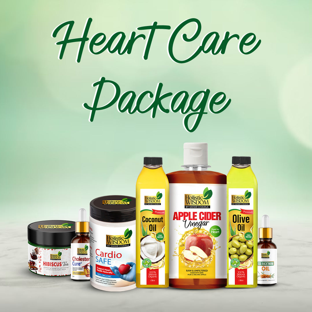 Heart Care Package -  Cholesterol Cure, Cardio Safe, Apple Cider Vinegar, Olive Oil, Coconut Oil, Sea Buckthorn Oil, Hibiscus Tea